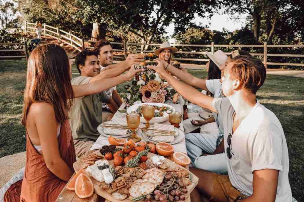 A group of friends enjoying picnic